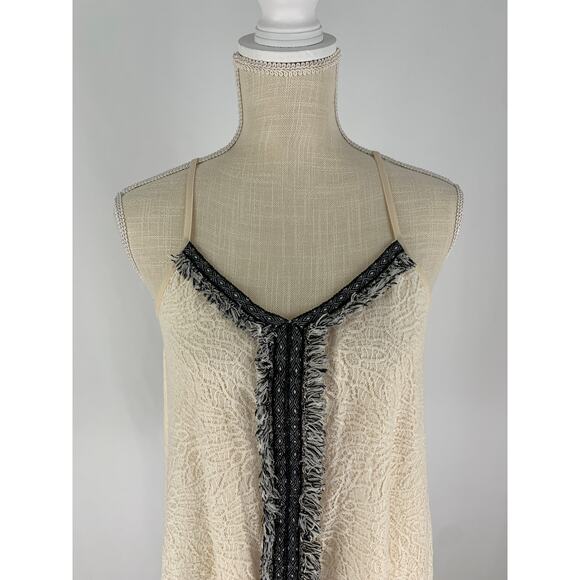 Akemi + Kin Cream Lace Fringed Crossroads Tank Blouse. Women's Size XS - Picture 3 of 8